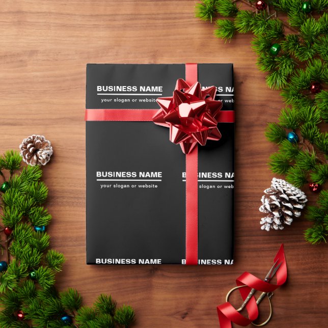 Papier Cadeau Modèle de nom d'entreprise moderne gras | N&B (Cadeau de vacances)
