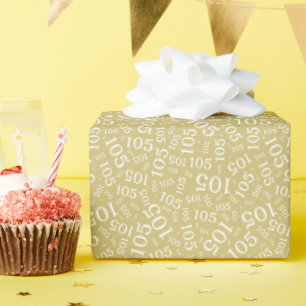 Papier Cadeau Modèle de nombres aléatoires or/blanc pour 105e an