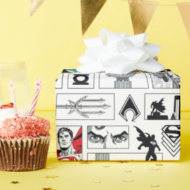 Papier Cadeau Modèle de panneau héroïque de la Ligue de justice (Fête d'anniversaire)