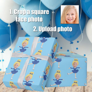 Papier Cadeau Modèle de photo personnalisé de fille patinant sur
