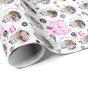 Papier Cadeau Modèle de photo personnalisé pour l'anniversaire d
