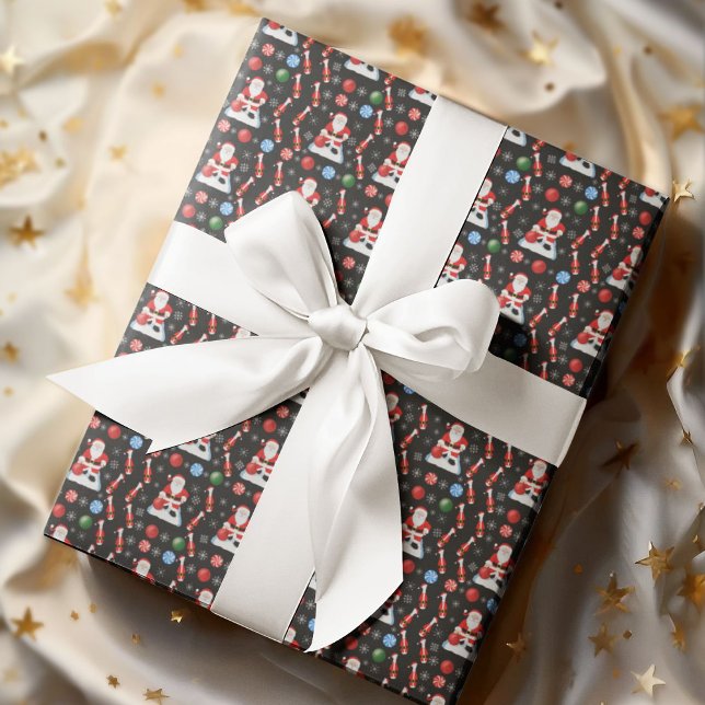 Papier Cadeau Modèle de quilles de Noël avec le Père Noël (Créateur téléchargé)