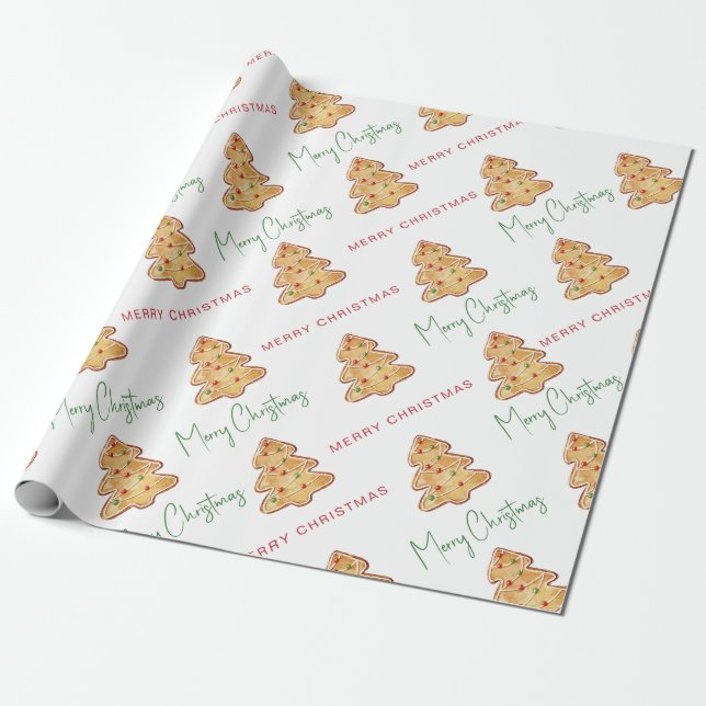Papier Cadeau Modèle de script de cookie de Noël joyeux (Déroulé)