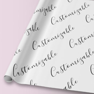 Papier Cadeau Modèle de texte de script moderne éditable Noir