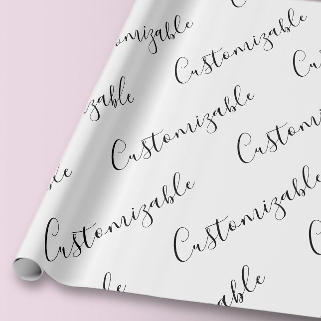 Papier Cadeau Modèle de texte de script moderne éditable | Noir  (Créateur téléchargé)
