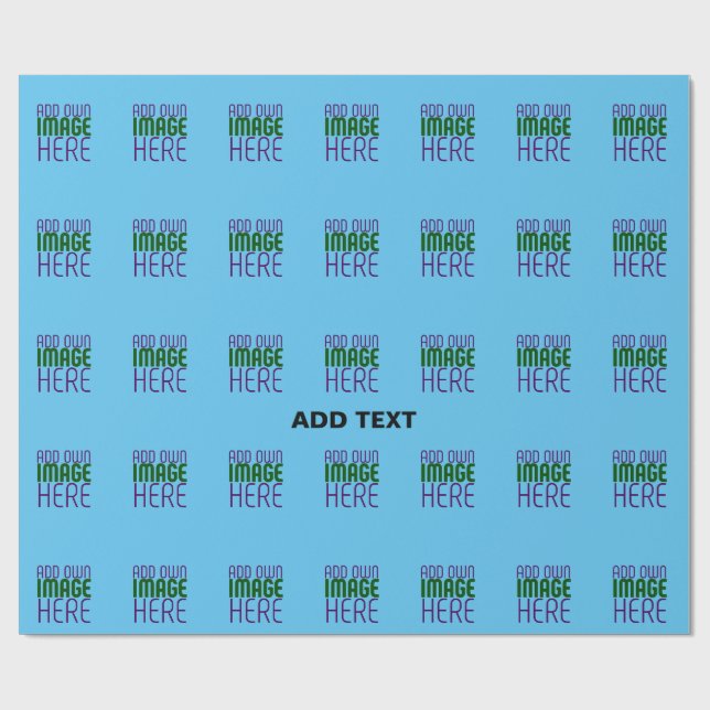 PAPIER CADEAU MODELE DE TEXTE D'IMAGE BLEU CIEL SWAG ÉDITABLE MO (Plat)