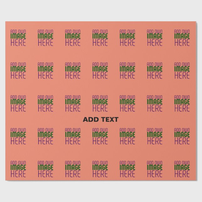 PAPIER CADEAU MODELE DE TEXTE D'IMAGE CORAIL ORANGE ÉDITABLE MOD (Plat)
