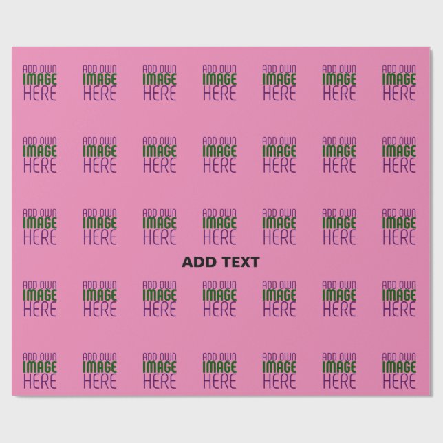 PAPIER CADEAU MODÈLE DE TEXTE D'IMAGE ROSE CHAUD MIGNON ÉDITABLE (Plat)