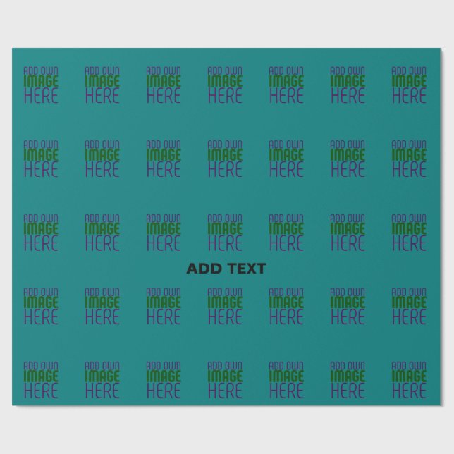 PAPIER CADEAU MODELE DE TEXTE D'IMAGE VERT SARCELLE ÉDITABLE MOD (Plat)
