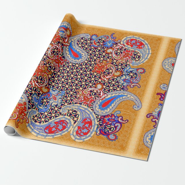Papier Cadeau Modèle d'écharpe multicolore Paisley (Déroulé)