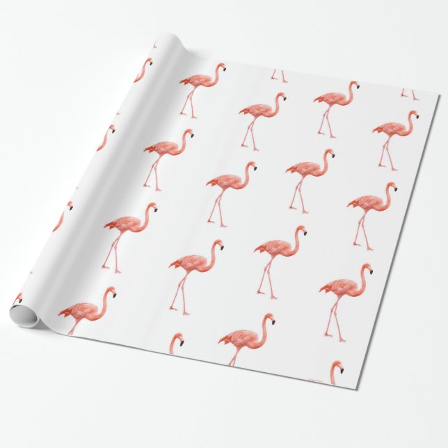 Papier Cadeau Modèle Flamingo rose féminin (Déroulé)