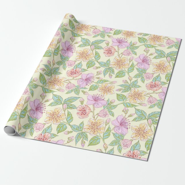 Papier Cadeau Modèle floral (Déroulé)