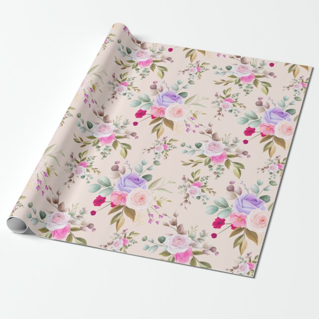Papier Cadeau Modèle floral (Déroulé)