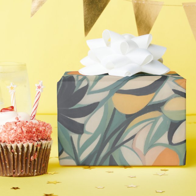 Papier Cadeau Modèle floral 11 | Papier d'enrobage (Fête d'anniversaire)