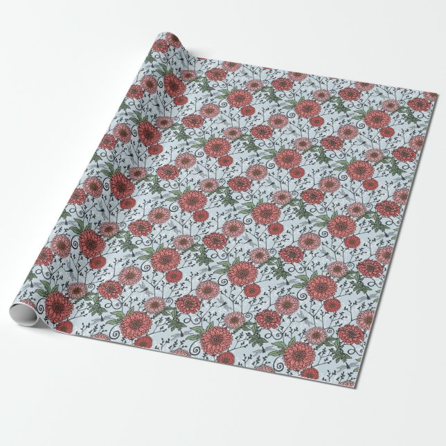 Papier Cadeau Modèle floral 3 (Déroulé)