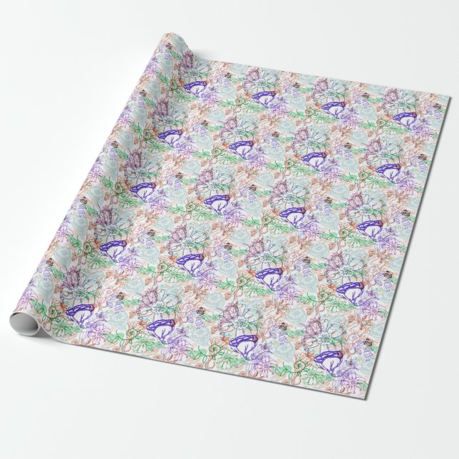 Papier Cadeau Modèle floral 9 (Déroulé)