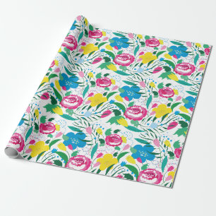 Papier Cadeau Modèle floral avec bouquet coloré.