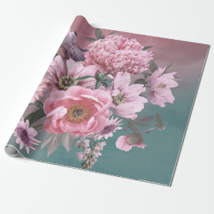 Papier Cadeau Modèle floral. Belles pivoines de fleurs et iri
