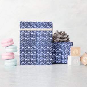 Papier Cadeau Modèle floral blanc et marine
