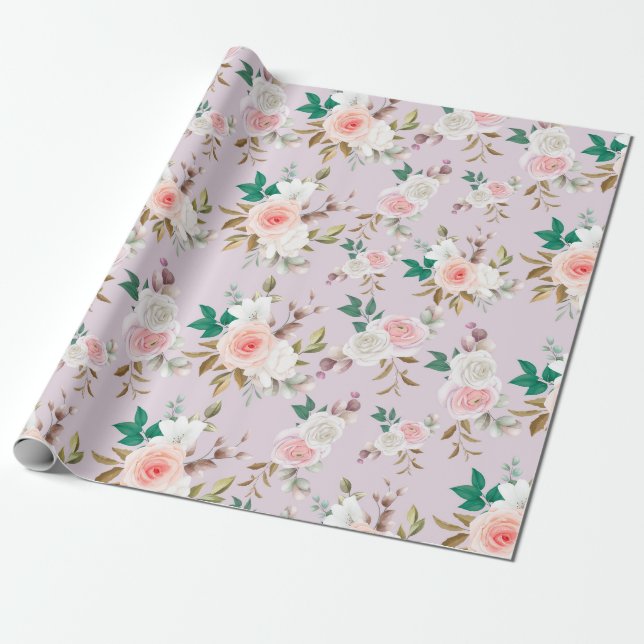 Papier Cadeau Modèle floral classique (Déroulé)