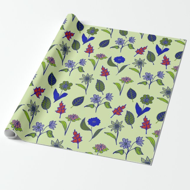 Papier Cadeau Modèle floral cool (Déroulé)