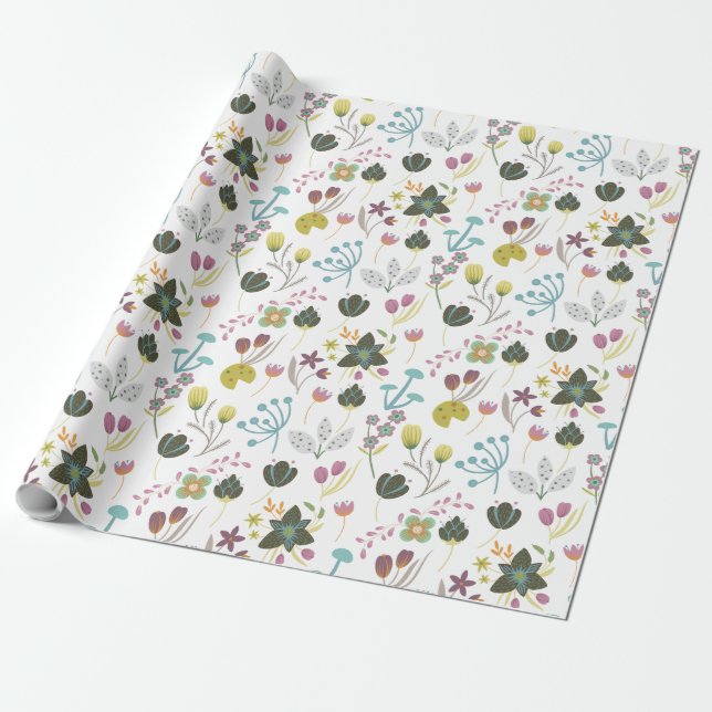 Papier Cadeau Modèle floral cool (Déroulé)