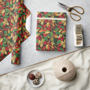 Papier Cadeau Modèle floral en verre coloré - Rouge gras