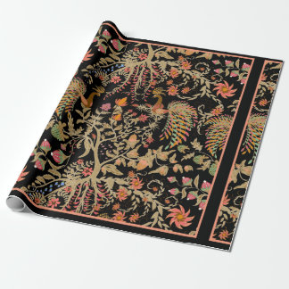 Papier Cadeau Modèle floral fée chinoise avec de beaux oiseaux