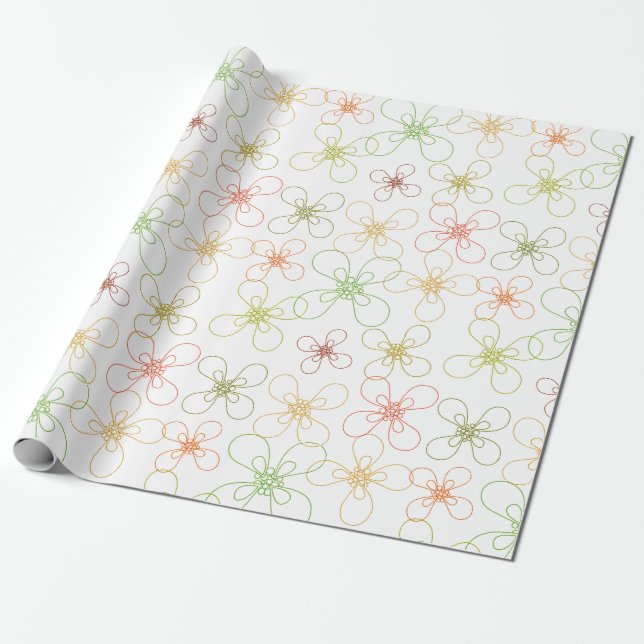 Papier Cadeau Modèle floral lunaire (Déroulé)