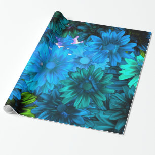 Papier Cadeau Modèle floral moderne bleu clair