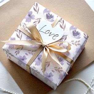 Papier Cadeau Modèle floral moderne violet d'aquarelle