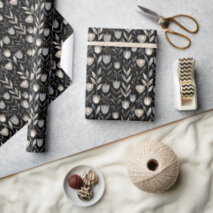 Papier Cadeau Modèle floral monochromatique sur Arrière - plan n