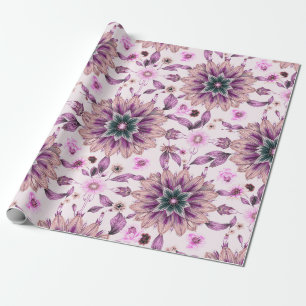 Papier Cadeau Modèle Floral pourpre