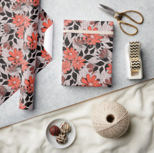 Papier Cadeau Modèle floral rétro.
