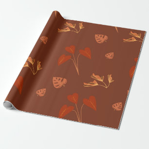 Papier Cadeau Modèle Floral Terracotta