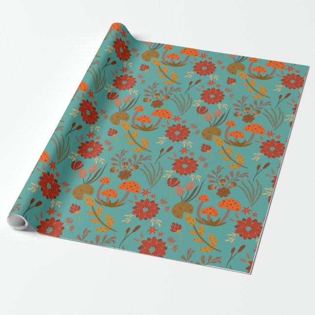Papier Cadeau Modèle floral unique (Déroulé)