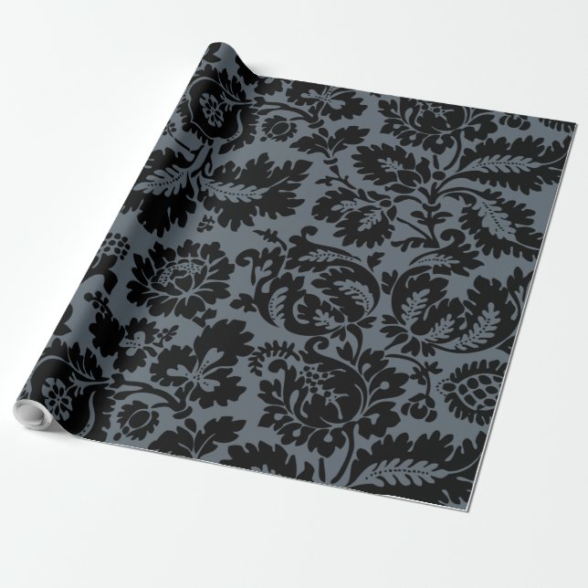 Papier Cadeau Modèle floral vénitien noir et blanc de William Mo (Déroulé)