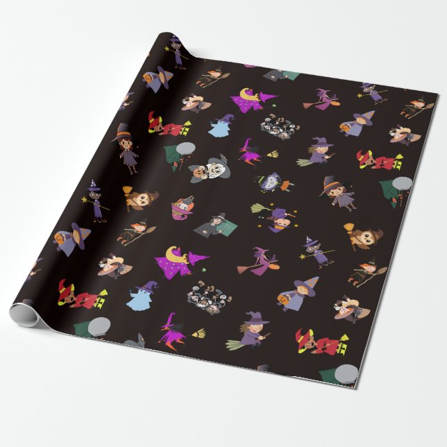 Papier Cadeau Modèle Halloween sorcières (Déroulé)