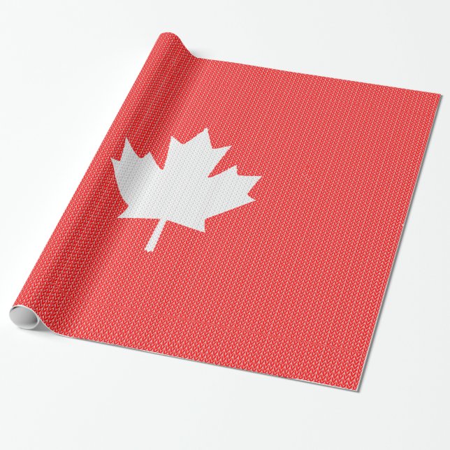 Papier Cadeau Modèle Knit Maple Leaf Tricot Motif (Déroulé)
