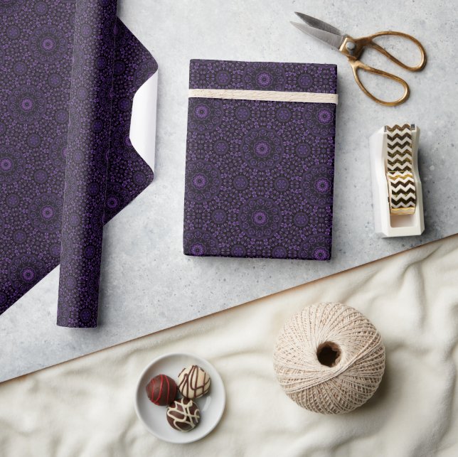 Papier Cadeau Modèle luxueux pourpre damassé (Artisanat)