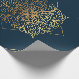 Papier Cadeau Modèle Mandala Damask Or