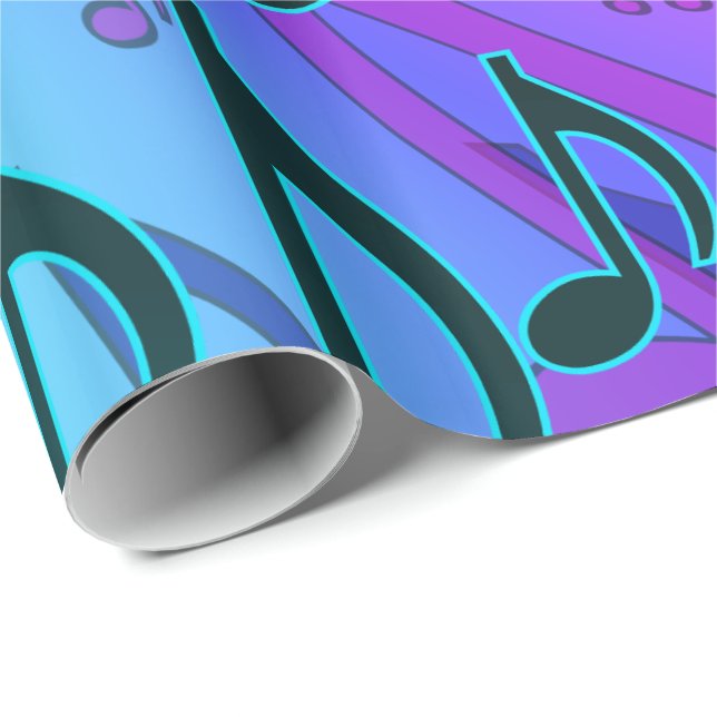 Papier Cadeau Modèle musical Notes de musique rêveuses et tourbi (Coin rond)