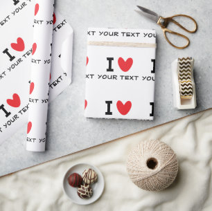 Papier Cadeau Modèle personnalisé J'AIME - CŒUR personnalisé