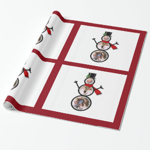 Papier Cadeau Modèle photo de Noël Snowman