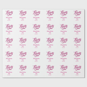 Papier Cadeau modèle rose pour 21e anniversaire nom date année t