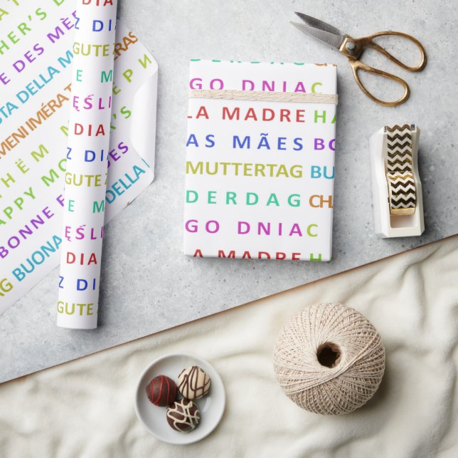 Papier Cadeau Modèle sans couture de fête des mères multilingue (Artisanat)