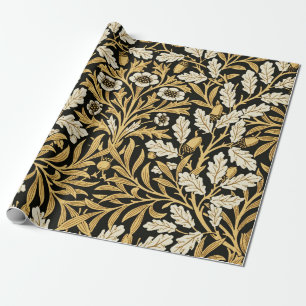 Papier Cadeau Modèle William Morris Vintage Gold Black Oak