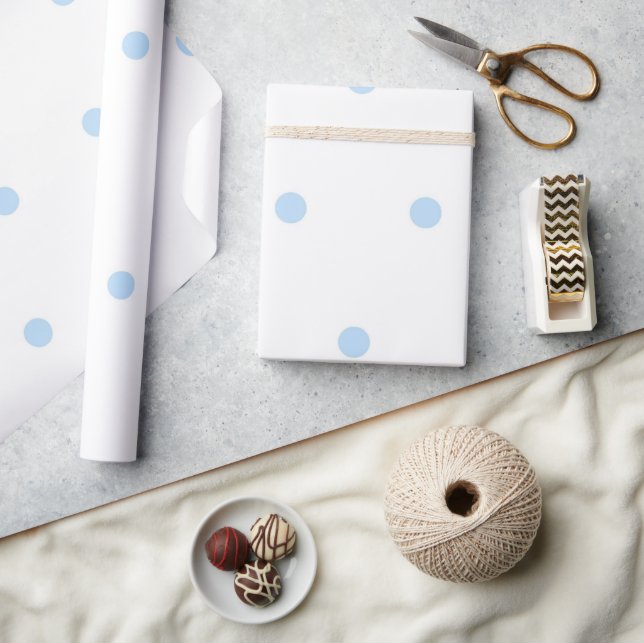 Papier Cadeau Modern Blue & White Polka Dots Pattern (Artisanat)