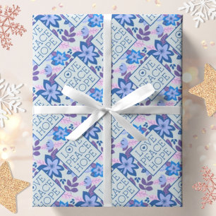 Papier Cadeau Modern Christmas Botanical Love Peace Hope