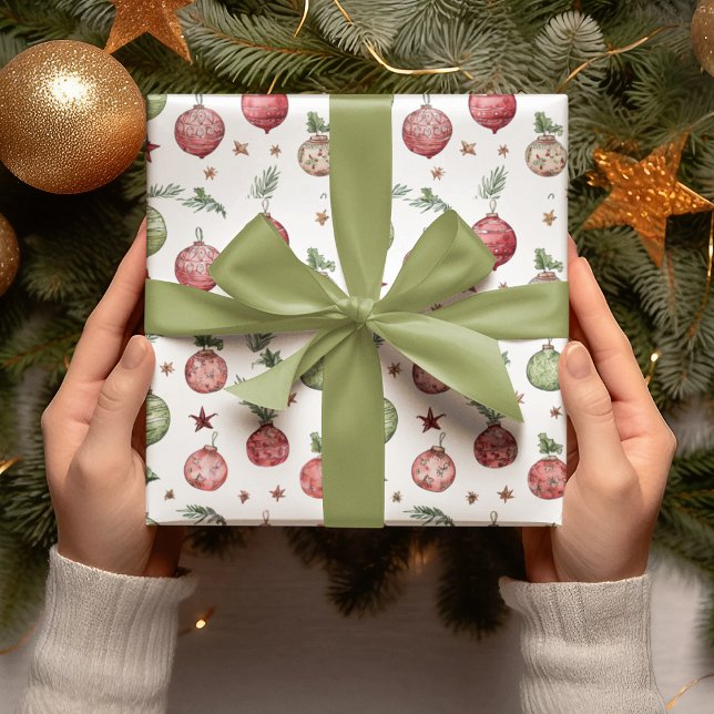 Papier Cadeau Modern Christmas Ornaments Wrapping Paper (Créateur téléchargé)